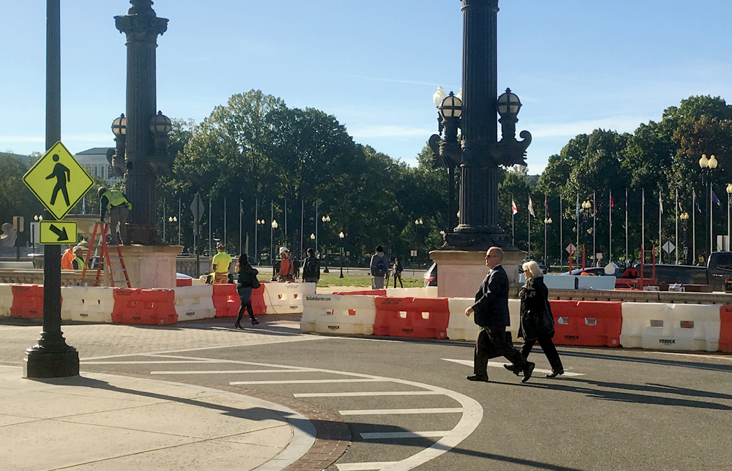 Barriers protect pedestrian walkways at Union Station, Washington. D.C. 