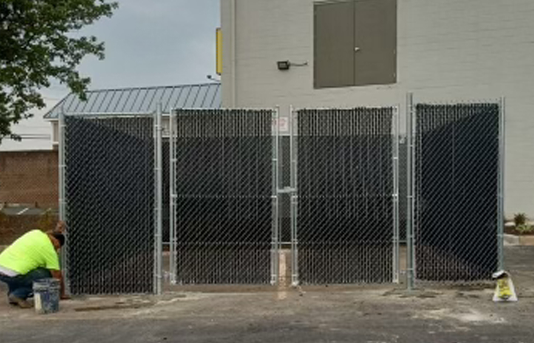 custom permanent fence enclosure with privacy slats